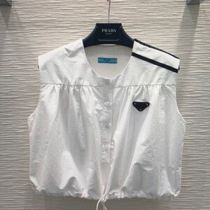 Prada white Fitted Ribbed sleeveless Top